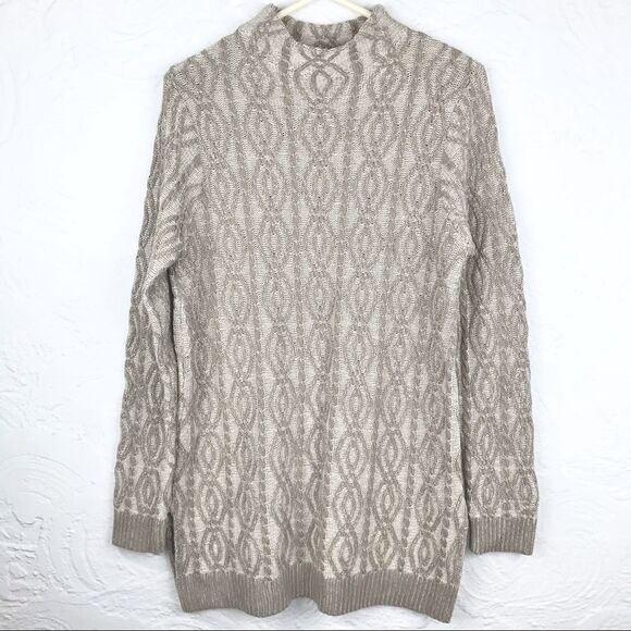 EightEightEight Cream Tan Pattern Cable Knit Sweater NEW - Picture 1 of 11